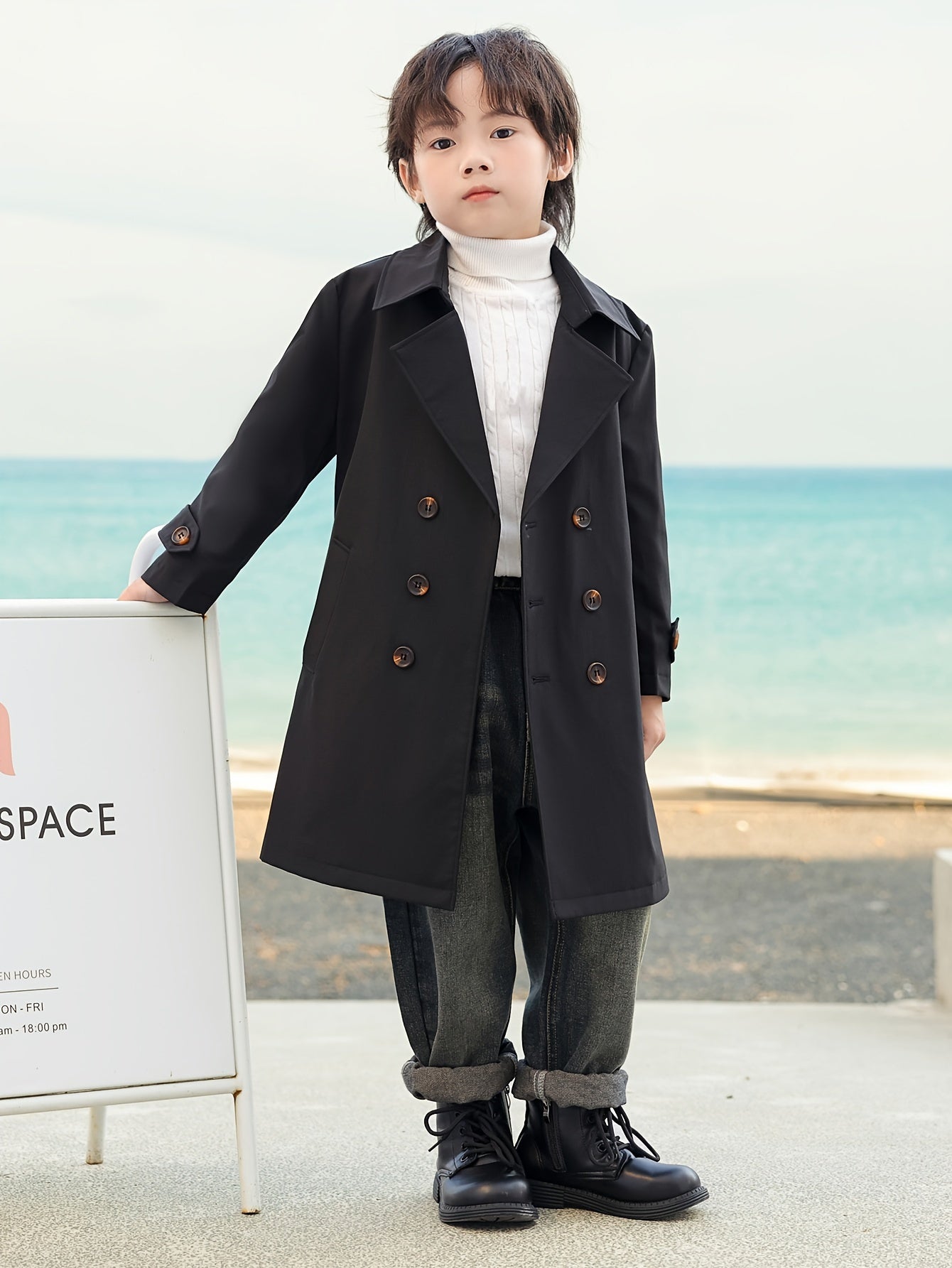 Windbreaker for boys, mid-length with double buttons - Franz