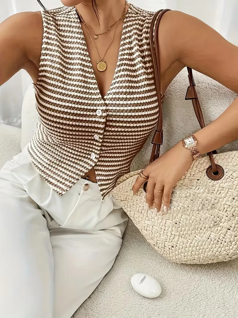 Gilet avec col en V et boutons