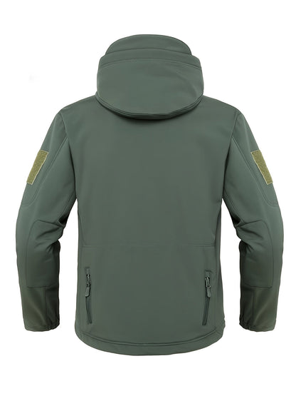 Chaqueta softshell para hombre para actividades al aire libre, con capucha y forro cálido cortavientos