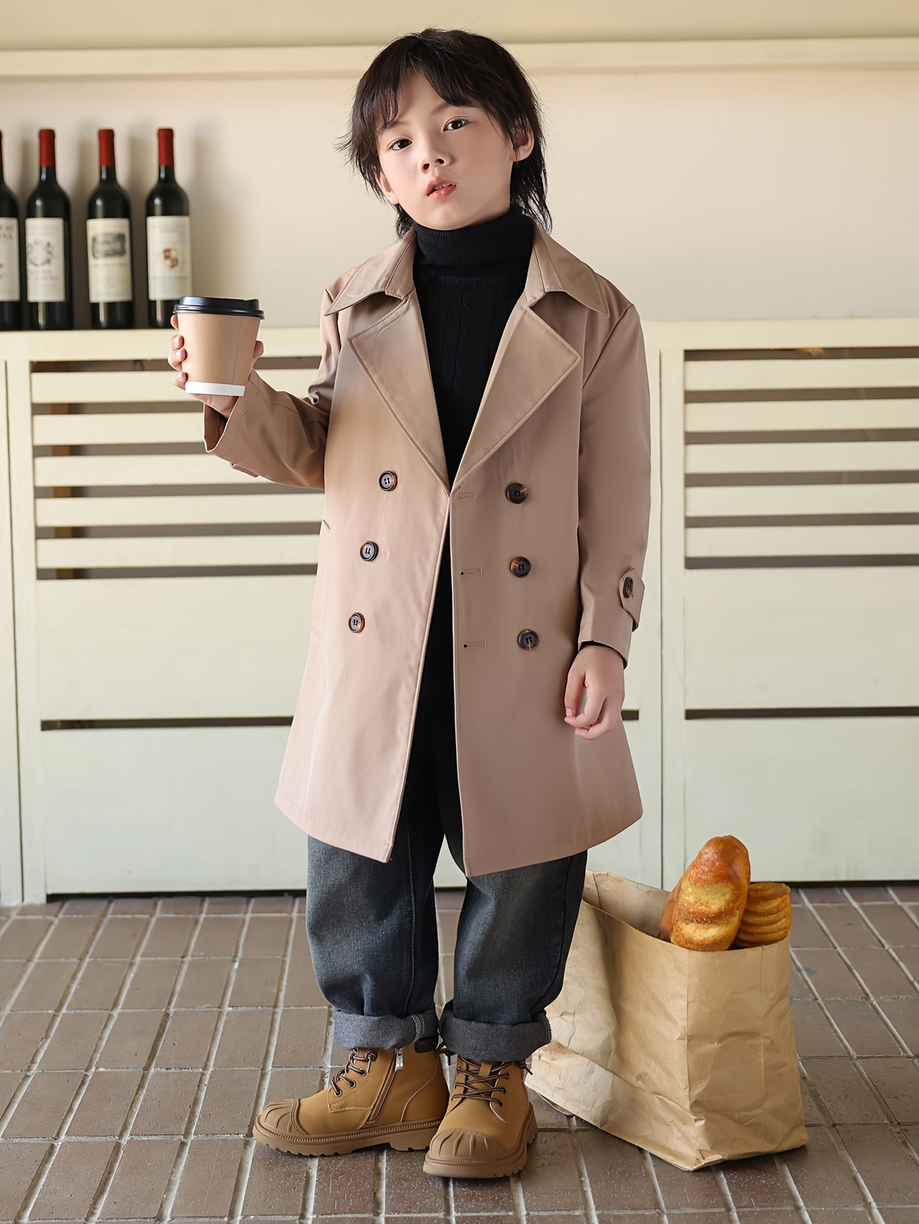 Windbreaker for boys, mid-length with double buttons - Franz