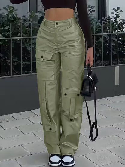 High-Waisted Cargo Trousers
