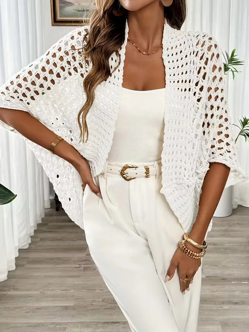 Oversized cardigan with hollow-out design