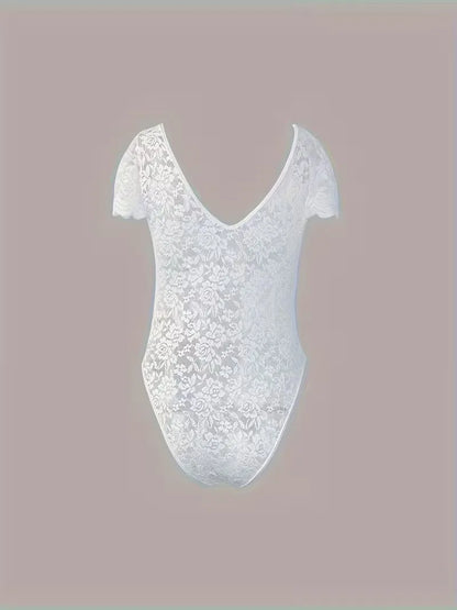 Lace bodysuit with V-neck