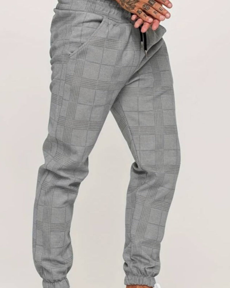 UrbanFit – Checked Slim Fit Jogging Trousers for Men