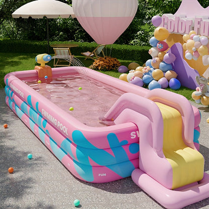 Piscina hinchable alegre para el jardín – PVC resistente, perfecta para fiestas de verano y diversión en familia