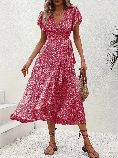 Robe portefeuille à fleurs