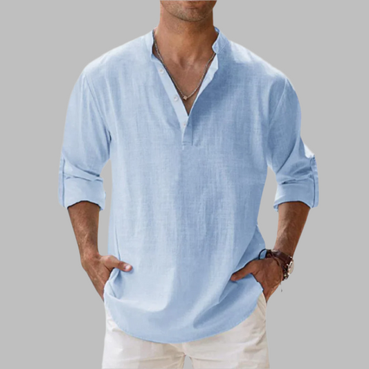 Camisa de lino holgada para hombre, ideal para el verano