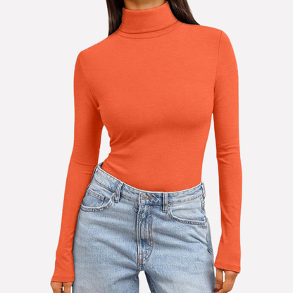 Top da donna a maniche lunghe con collo alto