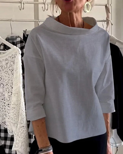 Miriam – Casual Top with Wide Lapels and Half Collar for a Stylish Look