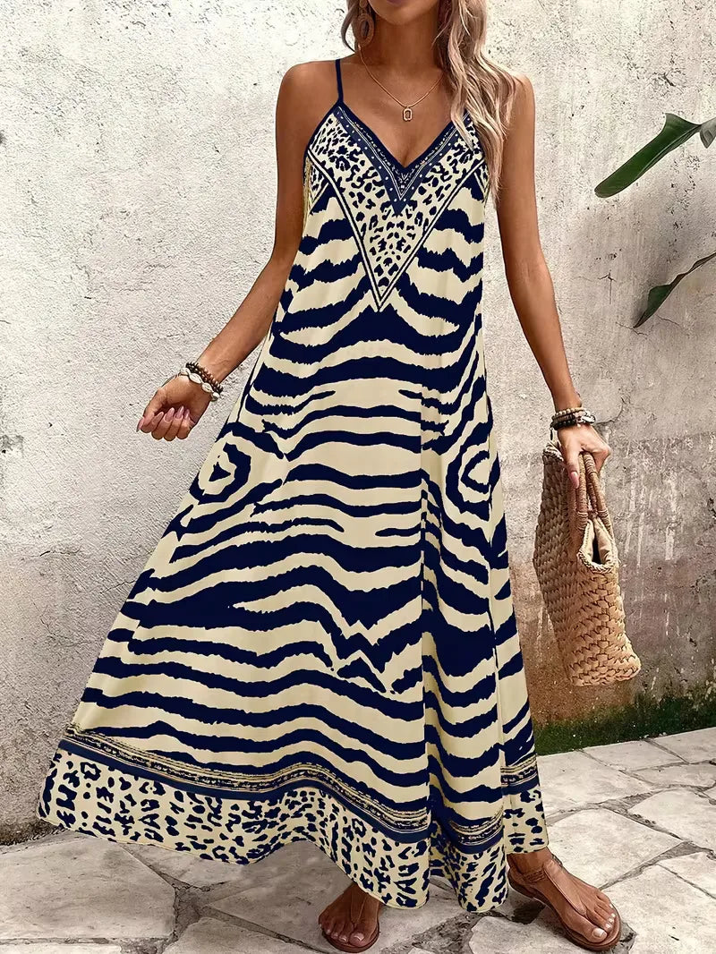 Maxi dress with leopard print