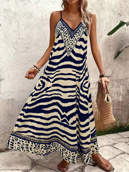 Maxi dress with leopard print