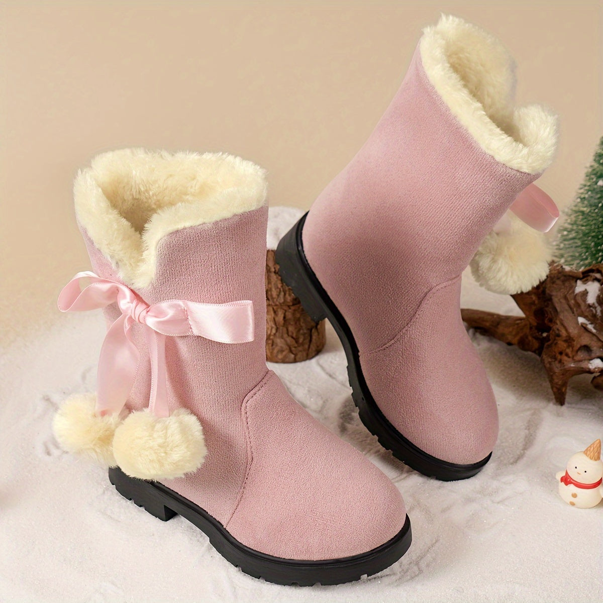 Girls' snow boots, warm fleece cosy non-slip ankle boots - Avrile