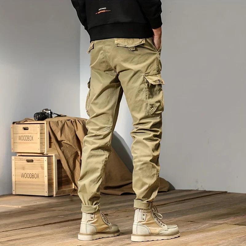 Calças jogger cargo elegantes para homem