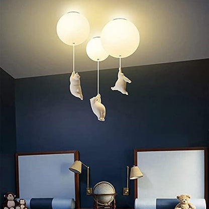Playful Ceiling Lamp with Bears and Balloon Lights for Children's Room