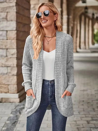 Open vest with ribbed texture