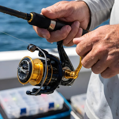 Carrete giratorio de pesca