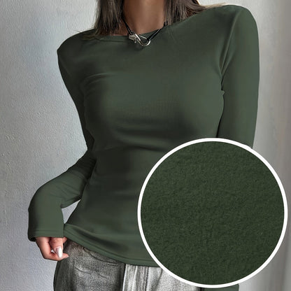 Ladies' Thermal Long Sleeve Top for Autumn and Winter – Comfortable and Warm Basic Item