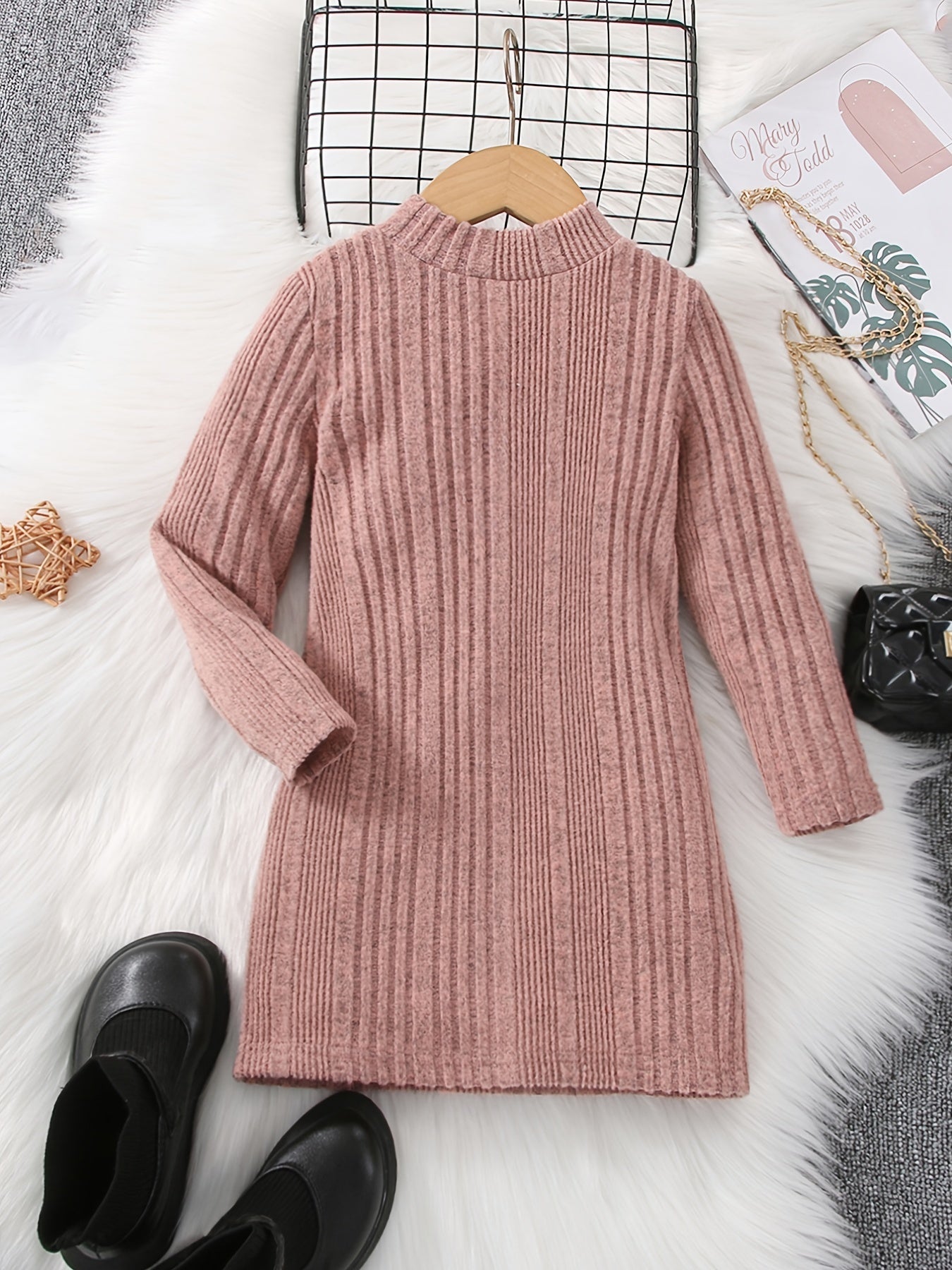 Girls' Long Casual Knitted Thermal Jumper with Round Neck for Winter - Jennida
