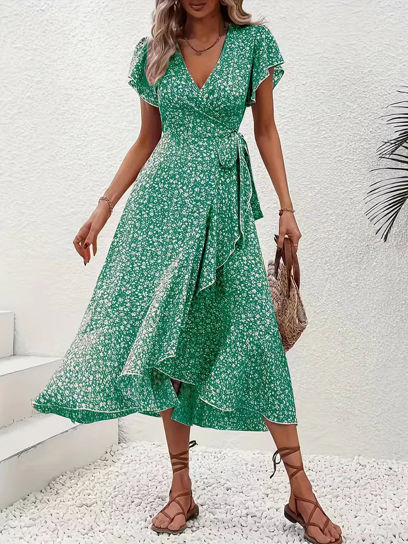 Robe portefeuille à fleurs