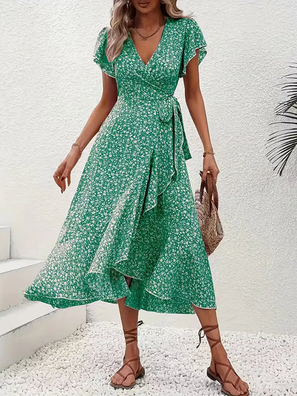 Robe portefeuille à fleurs
