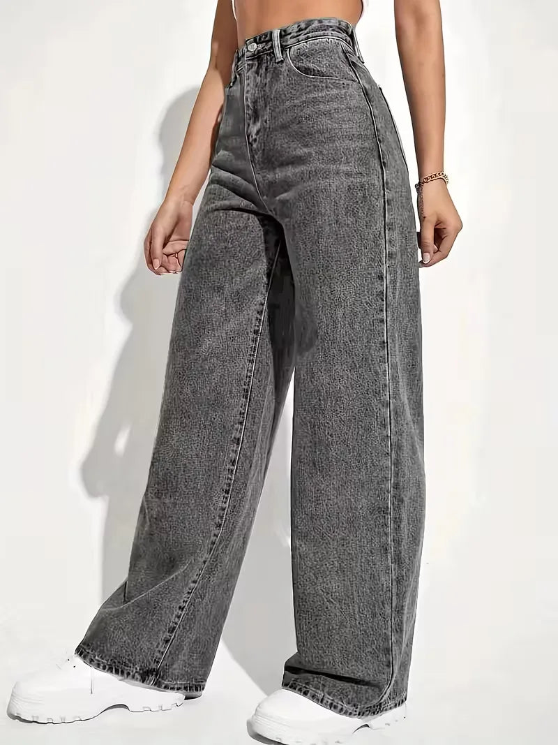 Pantalon à jambes larges avec taille haute