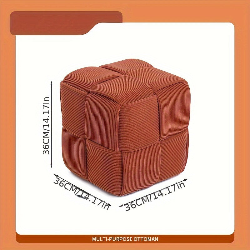 Compact Square Pouffe with Soft Upholstery – Comfortable and Versatile Design
