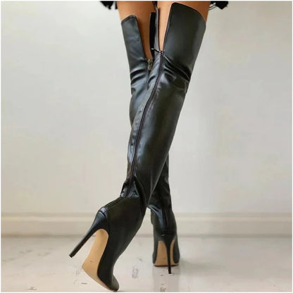 Ladies' Elegant Over-the-Knee Boots with Stiletto Heel and Zip