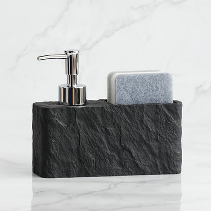 Kitchen soap dispenser with sponge holder made of natural stone – Stylish and practical
