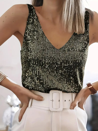 Sequined V-Neck Top – Sparkling Elegance for Every Occasion
