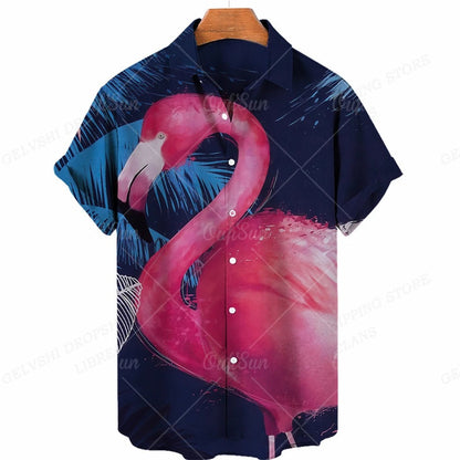 Nico - 3D Flamingo Printed Hawaiian Shirt for Men