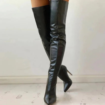 Ladies' Elegant Over-the-Knee Boots with Stiletto Heel and Zip