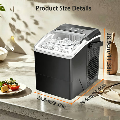 Compact Ice Cube Maker with Two Ice Cube Sizes and Fast Production