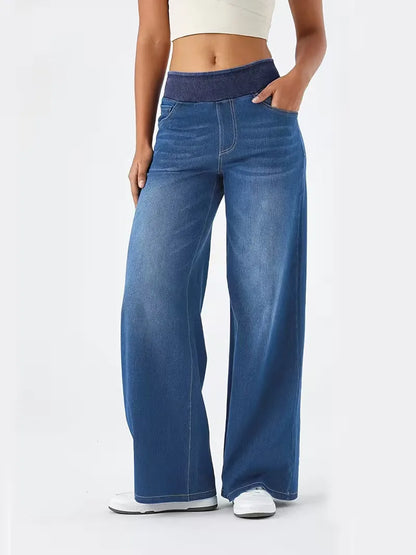 Jean à jambes larges avec taille haute