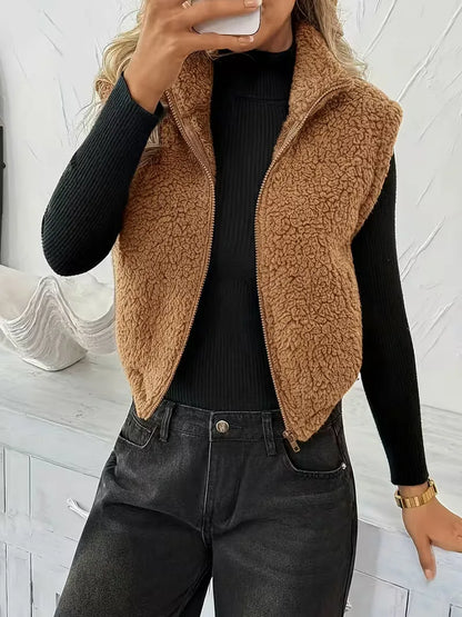 Gilet zippé avec fausse peau de mouton