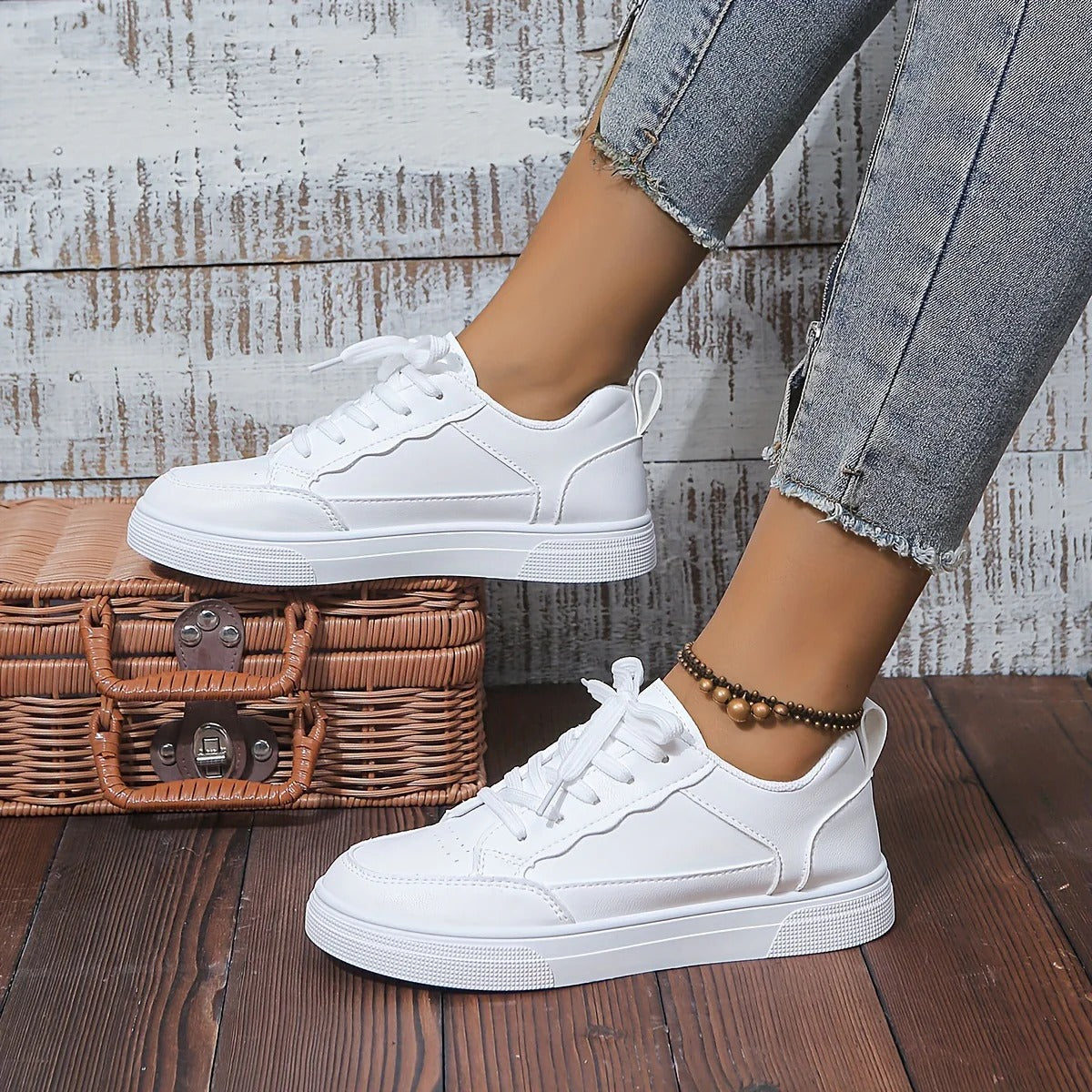 White Ladies' Sneakers - Comfortable and Stylish