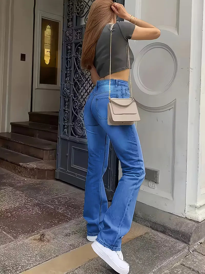 High-Waisted Straight Jeans