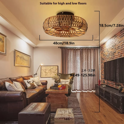 Handwoven Rattan Ceiling Fan – Zen Style and Functionality