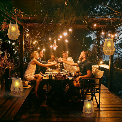 Geweven lantaarns op zonne-energie – elegante hangverlichting voor tuin en terras