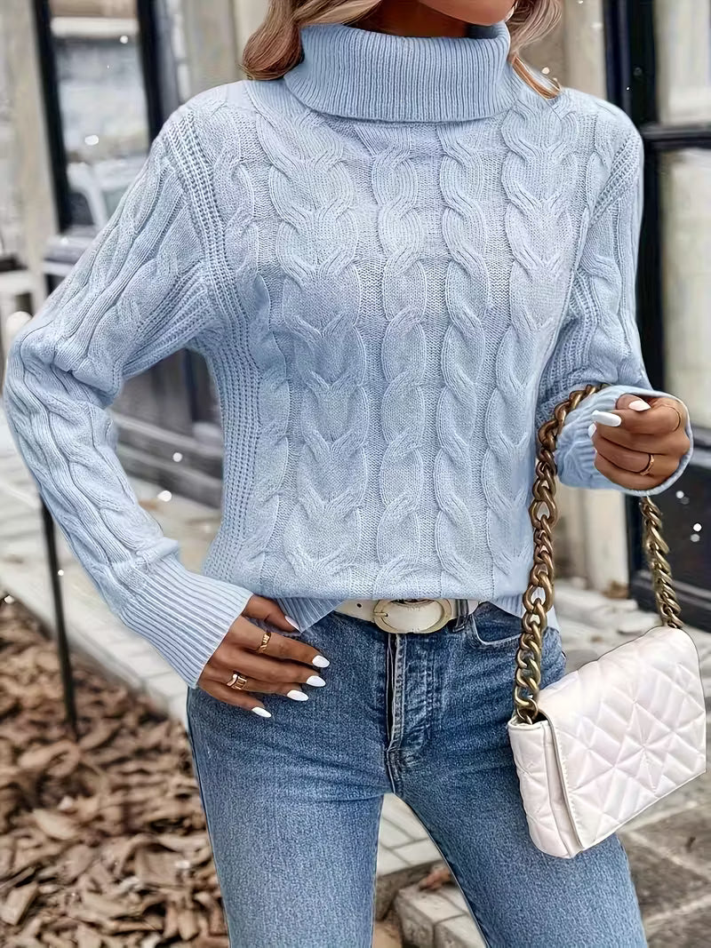Cable Knit Women's Jumper with Collar