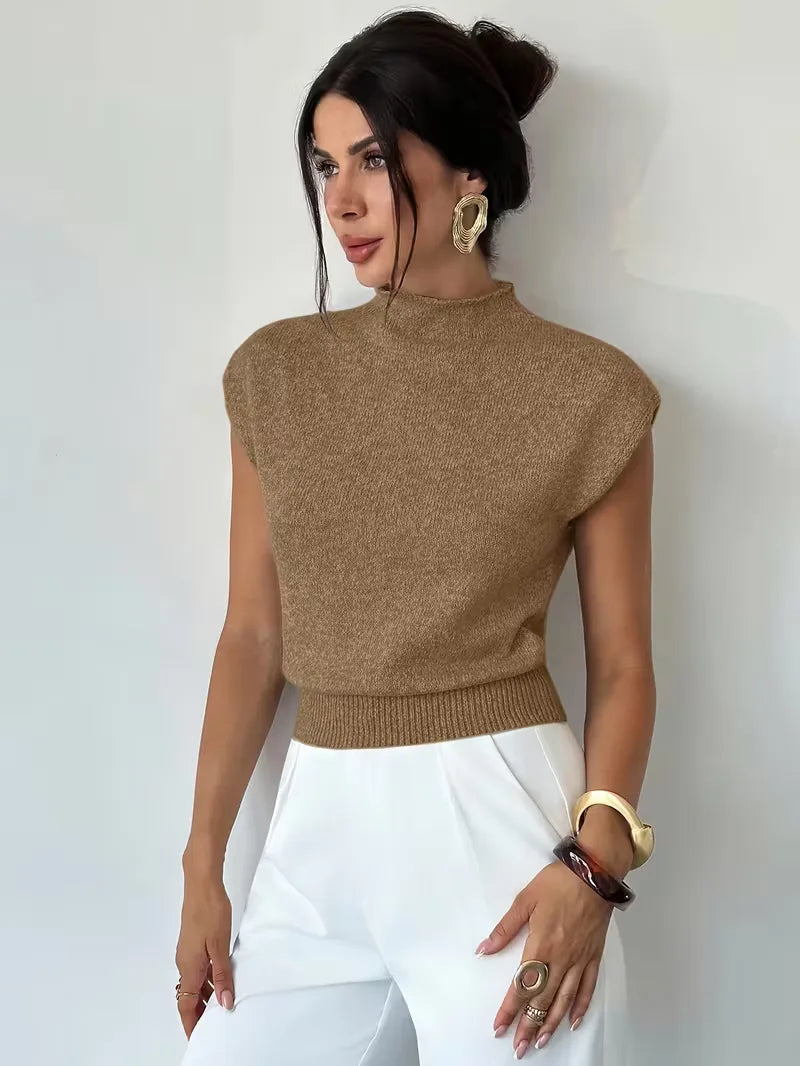 Gilet sans manches à col montant