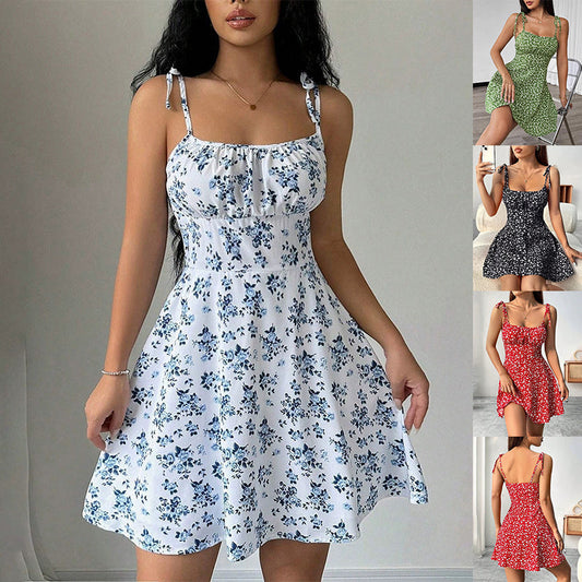 Vestido de línea A floral dulce para mujer