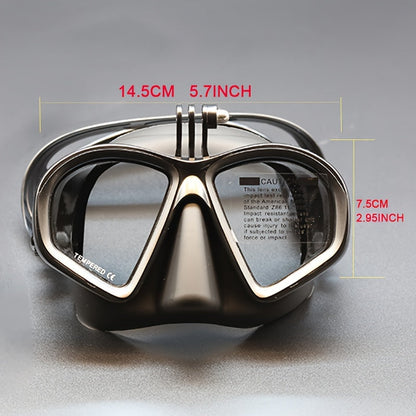 Tauchermaske aus gehärtetem Glas mit Aufbewahrungsbox - Tauchbrille mit Antibeschlagbeschichtung und Kamerahalterung
