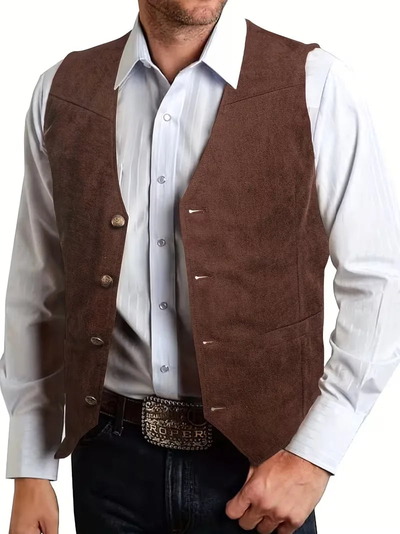 Gilet avec col en V et boutons