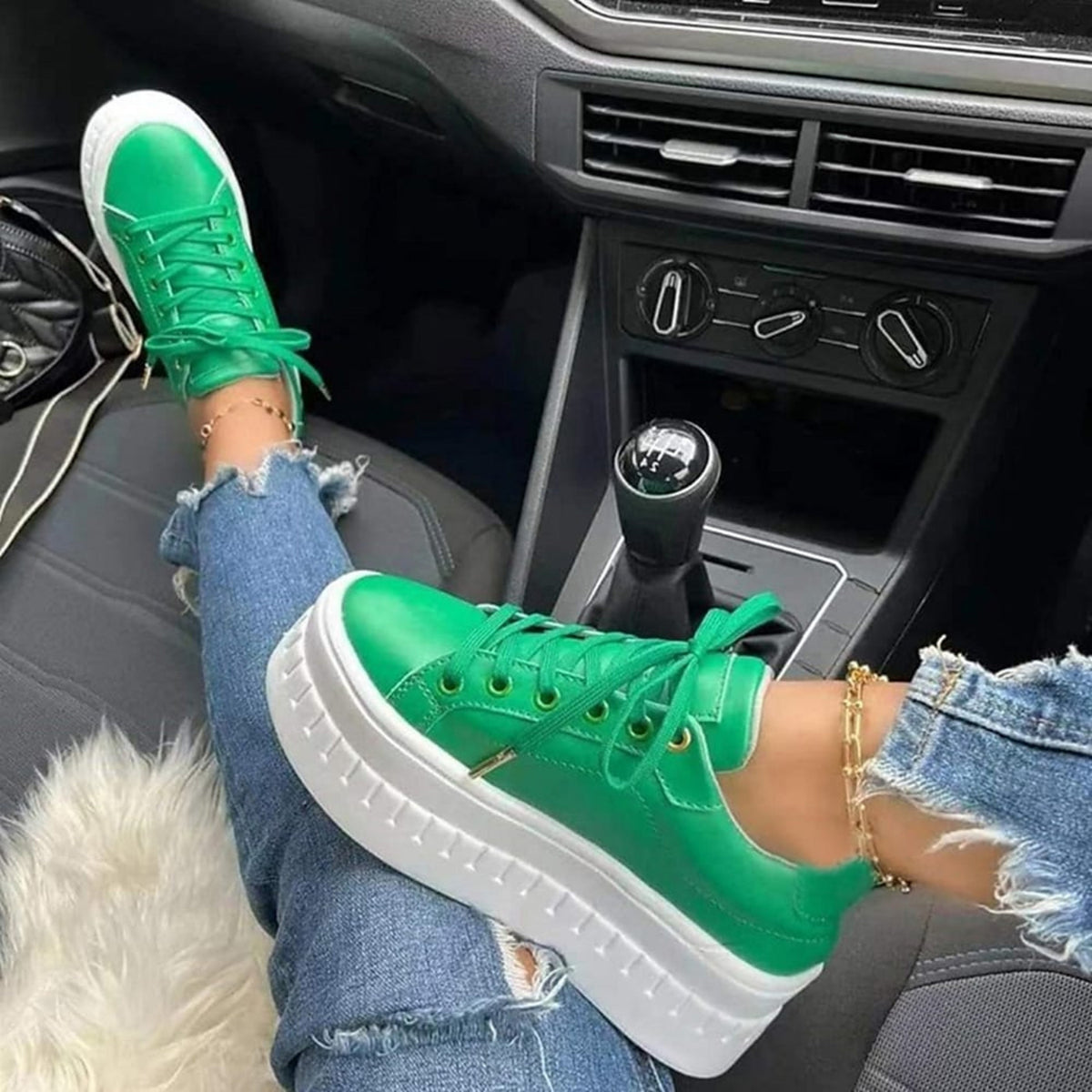 Sneakers met laag plateau en dikke zool voor dames