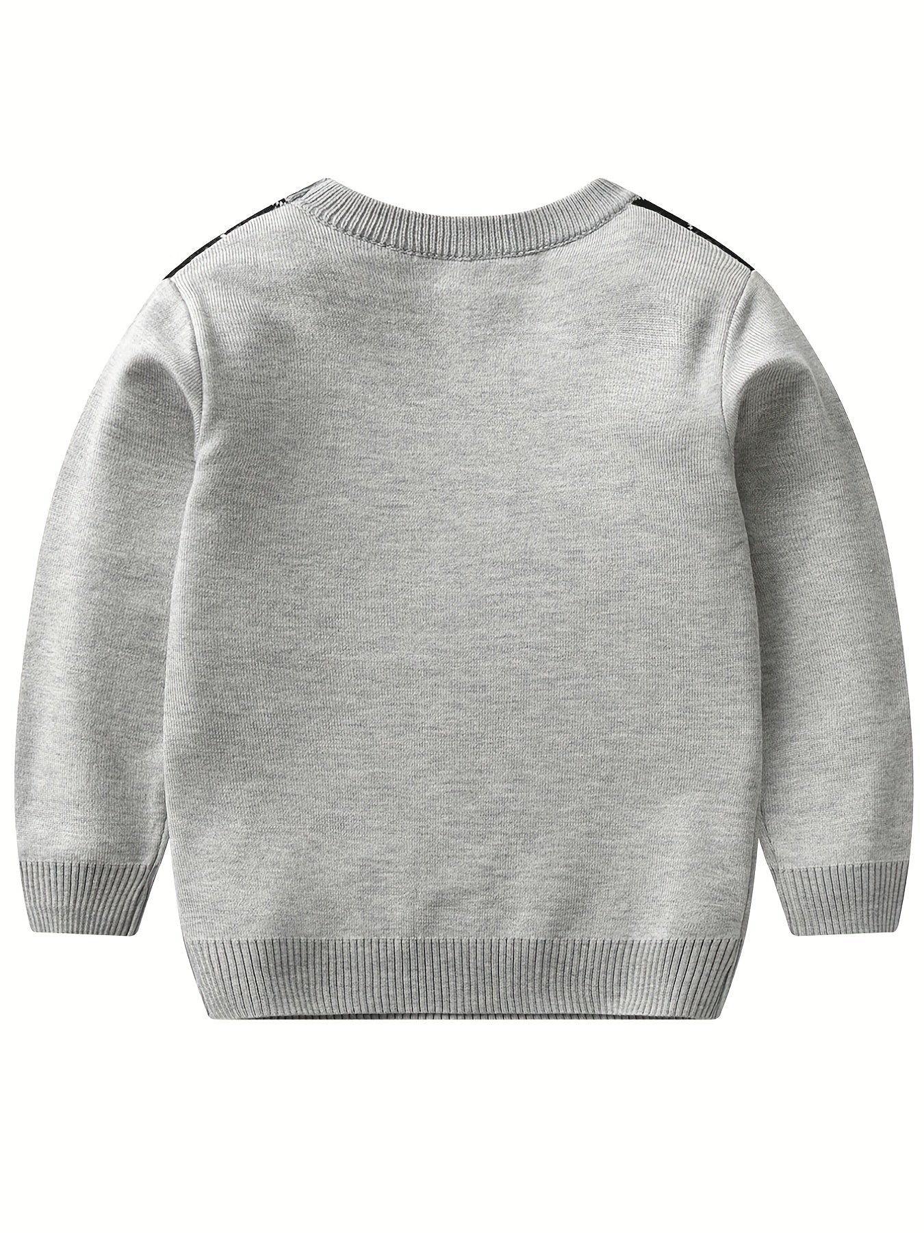 Boys' Long Sleeve Knitted Sweater with Argyle Pattern - Alvino