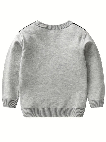 Boys' Long Sleeve Knitted Sweater with Argyle Pattern - Alvino