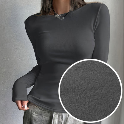 Ladies' Thermal Long Sleeve Top for Autumn and Winter – Comfortable and Warm Basic Item