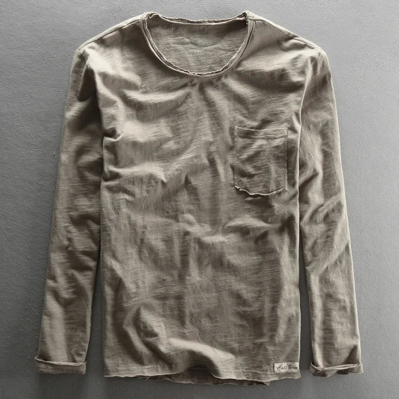Vintage Cotton Long Sleeve with O-Neck for Men