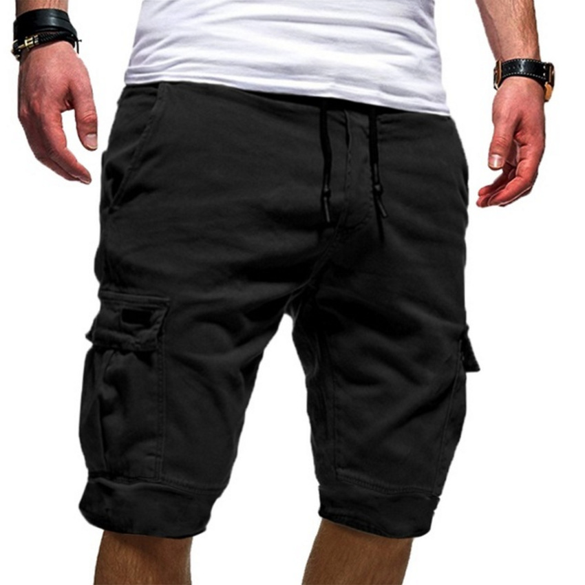 Pantalones cortos cargo para hombre con cordón ajustable y bolsillos funcionales
