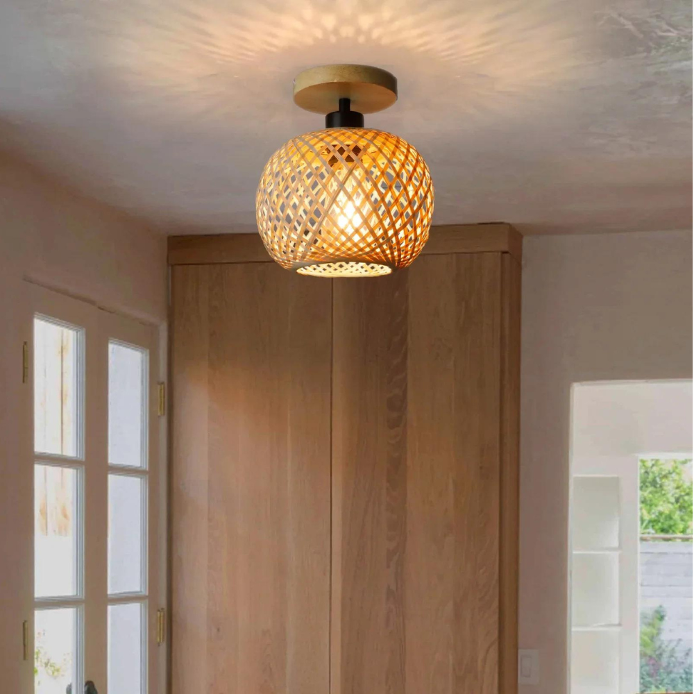 Artisan Bamboo Ceiling Light - Warm Light and Elegance